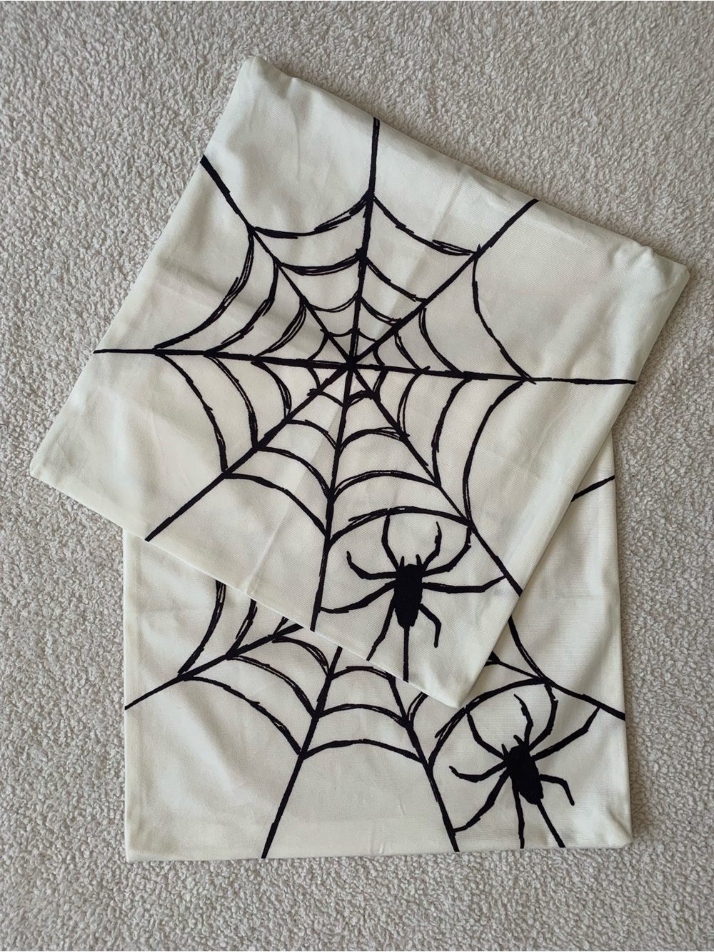Set of 2 Spider Web Pillow Cover - White/Black